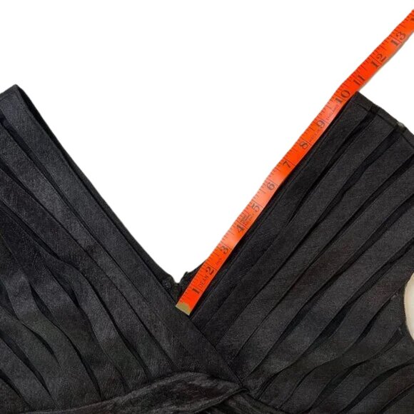 Scarlet Nite Black Tiered Ruffle Evening Cocktail Dress V Neck Size 12 - Picture 6 of 12